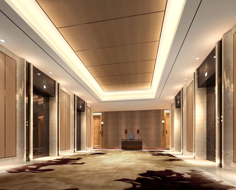 铂尔曼酒店装修电梯走廊效果图