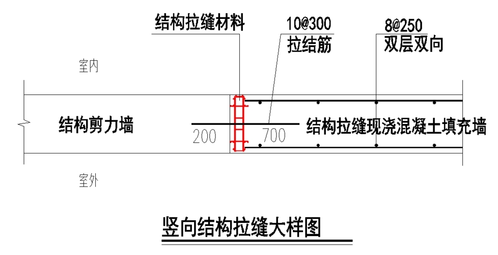 墙体结构拉缝示意图
